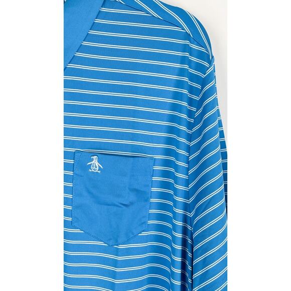 Penguin Mens Striped Polo Shirt Short Sleeve Size 2XL Cloisonne Blue Golf NWT - Picture 3 of 10
